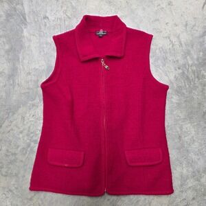 Lisa‎ International Women's Wool Blend Zip Front Vest Size M Red